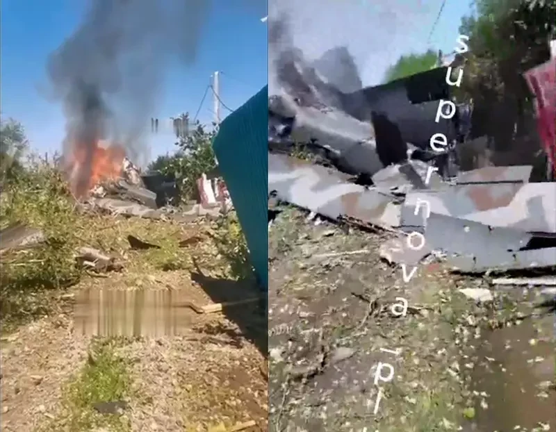 Показаны кадры падения российского тяжёлого БПЛА «Альтиус-РУ» под Казанью